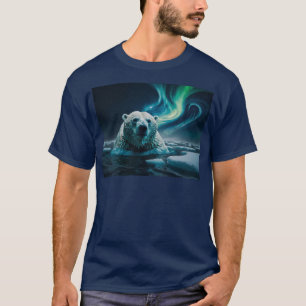 Polar Bear, Ice Floes and Aurora Art T-Shirt
