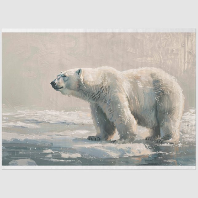 Polar Bear Ice Flow Painting Art Decoupage Tissue Paper (Front)