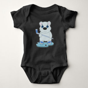 Polar bear Ice hockey Ice hockey stick Baby Bodysuit