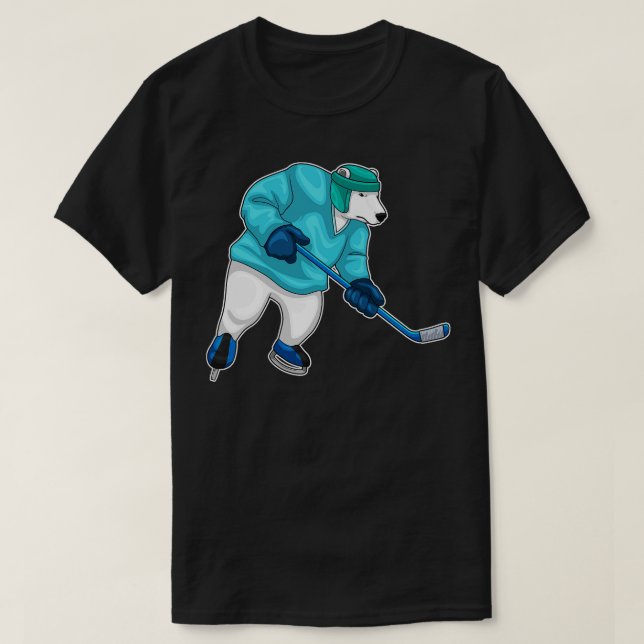 Polar bear Ice hockey Ice hockey stick T-Shirt (Design Front)