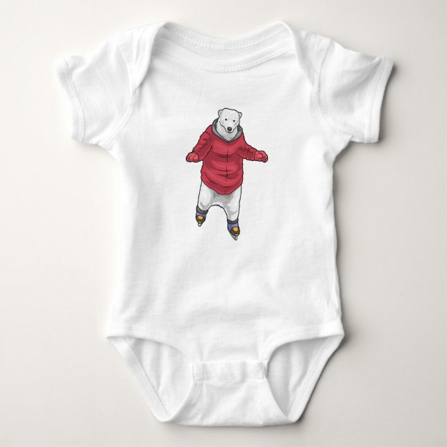 Polar bear Ice skating Ice skates Baby Bodysuit (Front)
