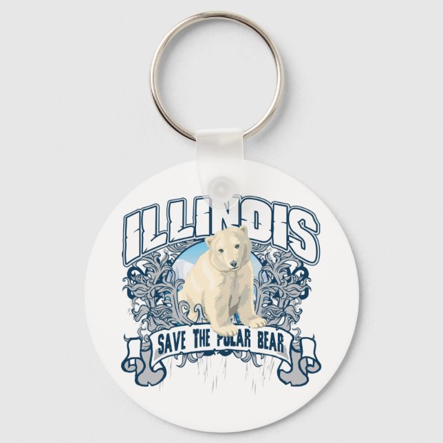 Polar Bear Illinois Key Ring (Front)