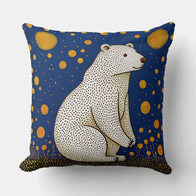 Polar Bear Illustration Cushion (Front)