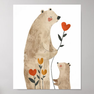 Polar Bear Illustration Watercolor Nursery Room Poster