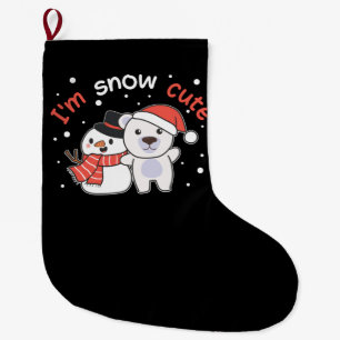 Polar Bear I'm Snow Cute Snowman Snow Pun Large Christmas Stocking