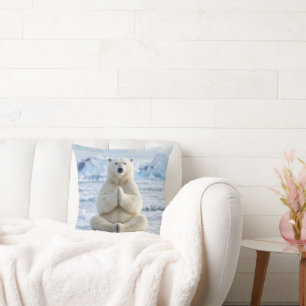 Polar Bear in a Yoga Pose Cushion