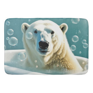 Polar Bear In Bubble Bath Mat