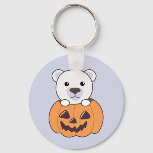 Polar Bear In Pumpkin Sweet Polar Bears Happy Keyc Key Ring