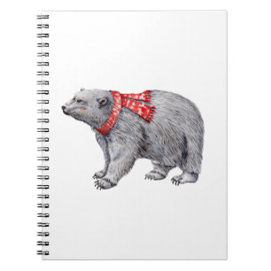 Polar Bear in Red Scarf Notebook