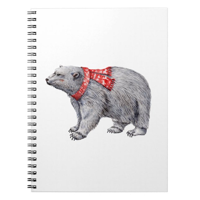 Polar Bear in Red Scarf Notebook (Front)