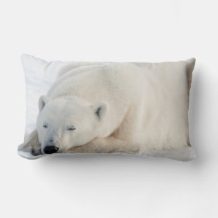 Polar Bear in winter Lumbar Cushion