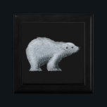Polar Bear Jewellery Box<br><div class="desc">This Polar Bear Jewellery Box features a coloured pencil drawing print of a polar bear on black.</div>