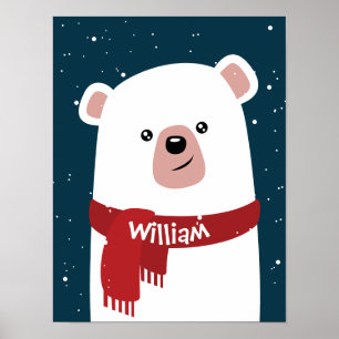 Polar Bear l Christmas l Holiday Customisable Poster