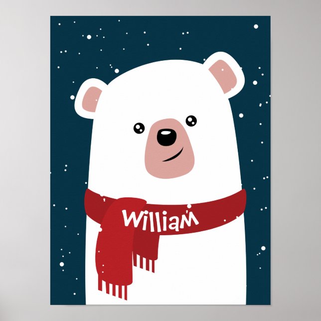 Polar Bear l Christmas l Holiday Customisable Poster (Front)