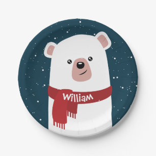 Polar Bear l Christmas l Holiday Personalised Paper Plate