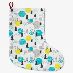 Polar bear large christmas stocking