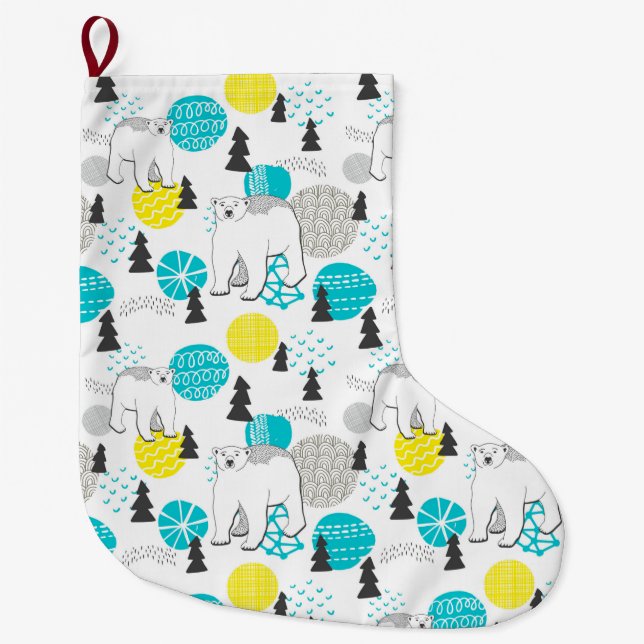 Polar bear large christmas stocking (Front)