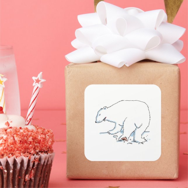 Polar Bear large square stickers sheet (Party)