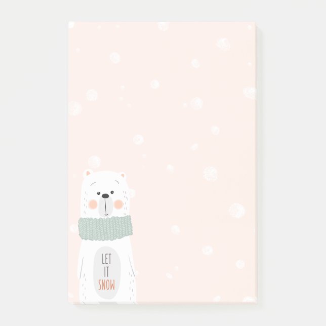 Polar bear - Let it snow - Cute Christmas Post-it Notes (Front)