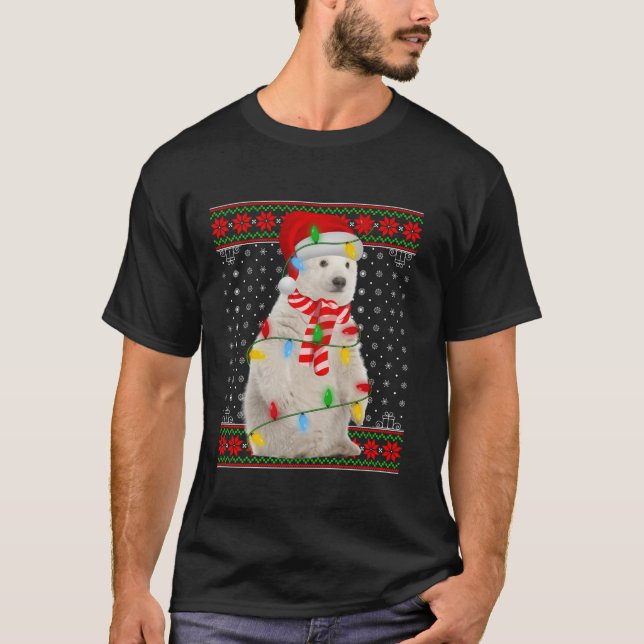 Polar Bear Lights Ugly Sweater Santa Polar Bear Ch (Front)