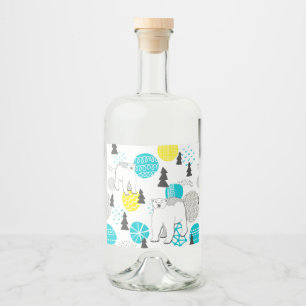 Polar bear liquor bottle label