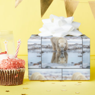 Polar Bear Looking at its Reflection Wrapping Paper
