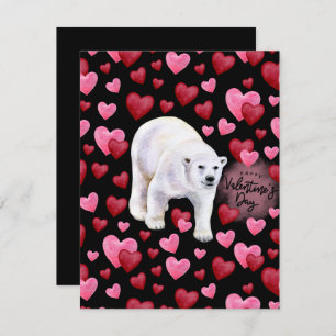 Polar Bear Love Valentine’s Day Card in Black