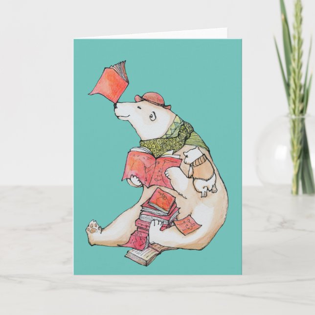 Polar Bear loves to read Greeting Card (Front)