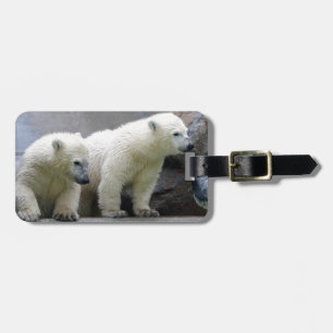 Polar Bear Luggage Tag w/ leather strap