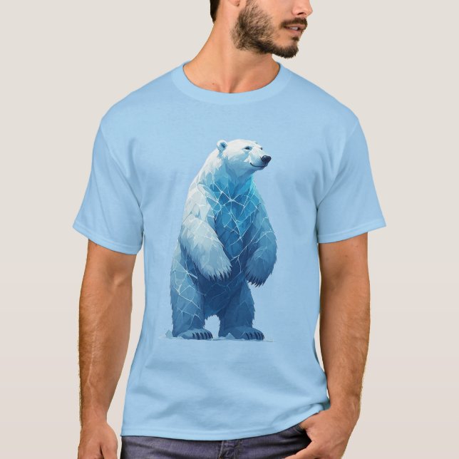Polar Bear Made Of Ice Shards Standing Tall Arctic T-Shirt (Front)