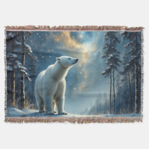 Polar bear magic in the snow throw blanket