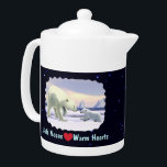 Polar Bear - Mama Nose Best<br><div class="desc">A polar bear cub seeks reassurance from its mother on the arctic ice pack. Text reading "Cold Noses Warm Hearts" and a red heart also appear; all on a starfield background.</div>