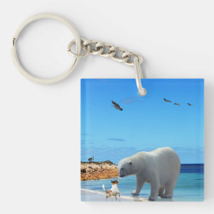 Polar Bear Meets Fox Terrier, Key Ring