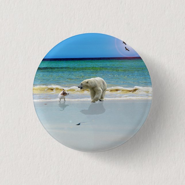 Polar Bear Meets Jack Russell,  Badge (Front)