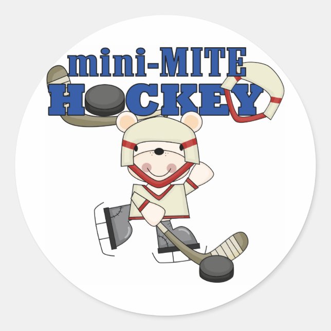 Polar Bear Mini Mite Hockey Tshirts and Gifts Classic Round Sticker (Front)