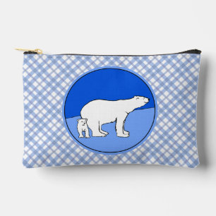 Polar Bear Mother and Cub Painting Wildlife Art Accessory Pouch