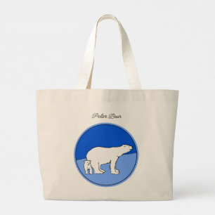 Polar Bear Mother and Cub Painting Wildlife Art Large Tote Bag
