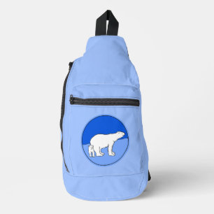 Polar Bear Mother and Cub Painting Wildlife Art Sling Bag