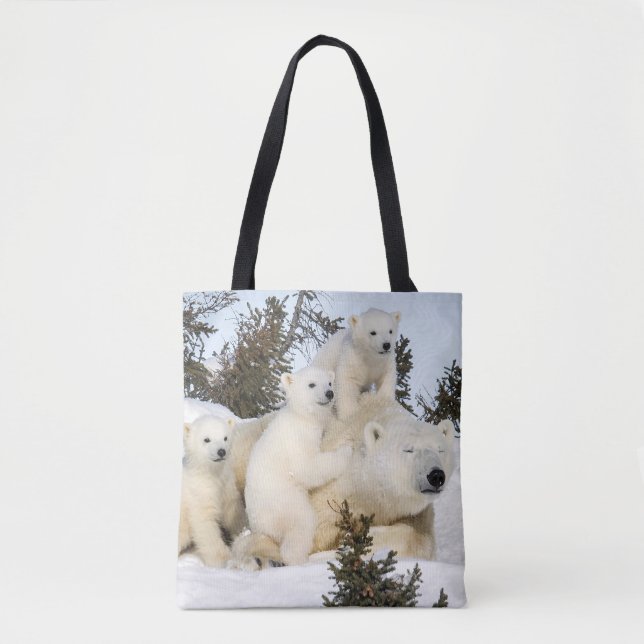 Polar bear mother & cubs tote bag (Front)