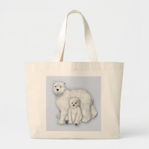Polar Bear Mum and Cub. Large Tote Bag