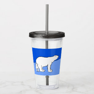 Polar Bear Mum and Cub Painting - Wildlife Art Acrylic Tumbler