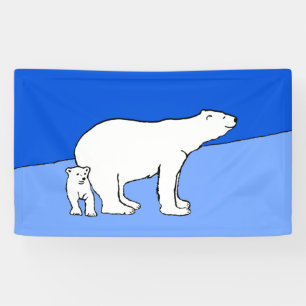 Polar Bear Mum and Cub Painting - Wildlife Art Banner