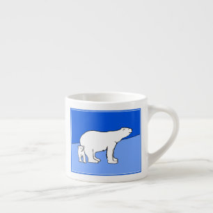 Polar Bear Mum and Cub Painting - Wildlife Art Espresso Cup
