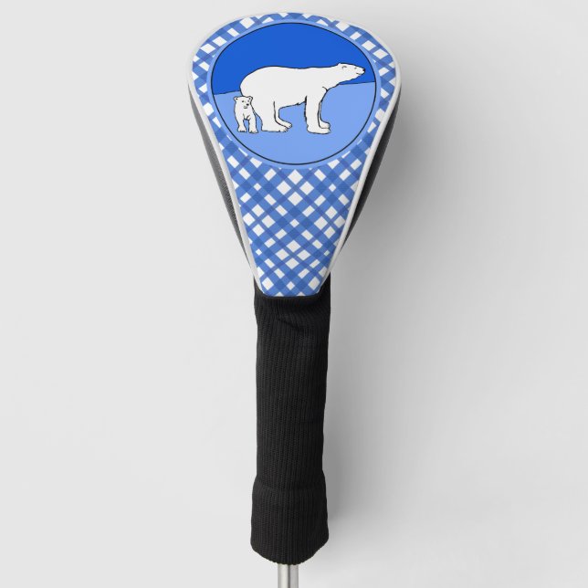 Polar Bear Mum and Cub Painting - Wildlife Art Golf Head Cover (Front)