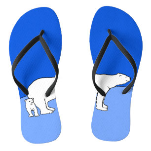 Polar Bear Mum and Cub Painting - Wildlife Art Jandals
