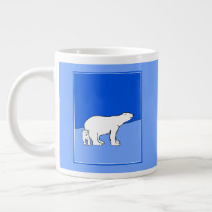 Polar Bear Mum and Cub Painting - Wildlife Art Large Coffee Mug