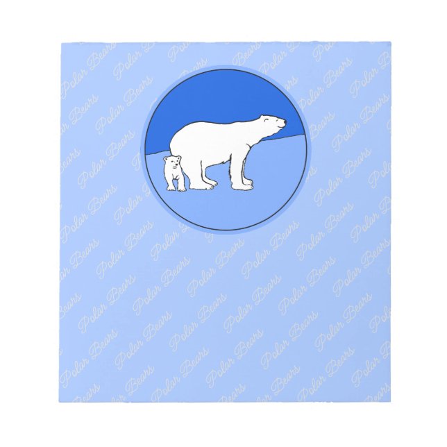 Polar Bear Mum and Cub Painting - Wildlife Art Notepad (Front)