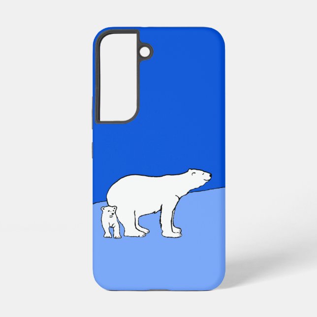 Polar Bear Mum and Cub Painting - Wildlife Art Samsung Galaxy S22 Case (Back)