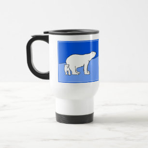 Polar Bear Mum and Cub Painting - Wildlife Art Travel Mug