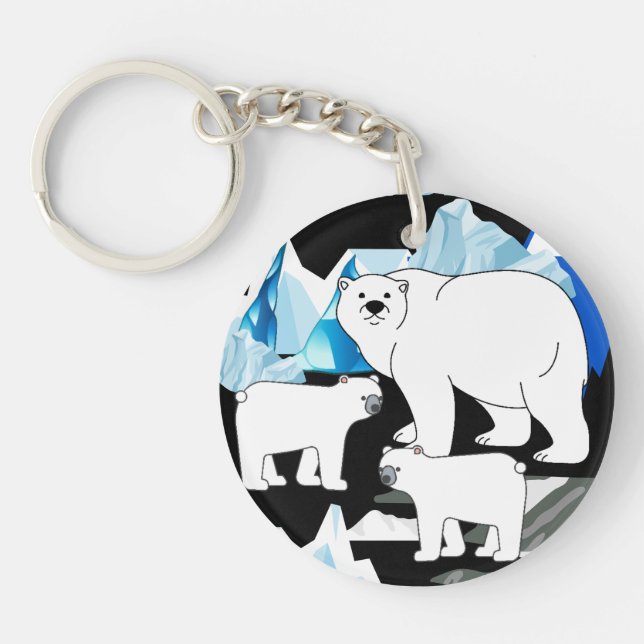 Polar Bear Mum And Cubs Key Ring (Front)